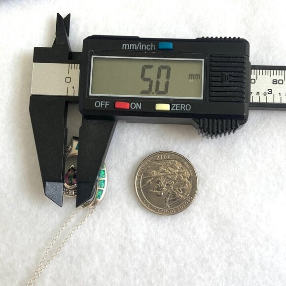 Sterling Silver 925 5☆ Mystic Quartz & Blue Gilson Opal Pendant Necklace 18" - Picture 15 of 16